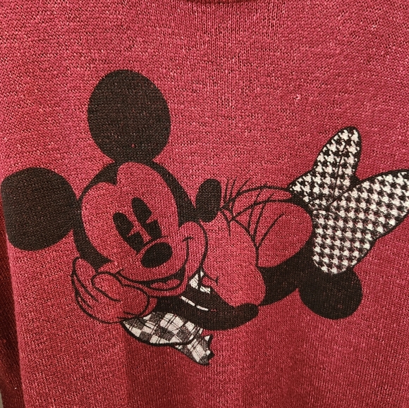 Disney Parks Women's Mickey Mouse Minnie Mouse Long Sleeve Shirt Burgundy Small - Picture 3 of 8